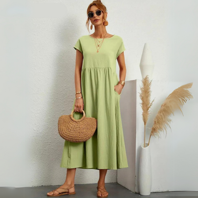 Isla - Robe Midi Décontractée en Coton