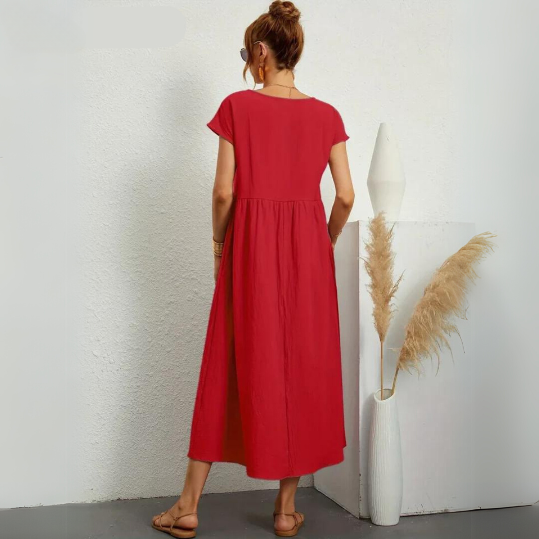 Isla - Robe Midi Décontractée en Coton